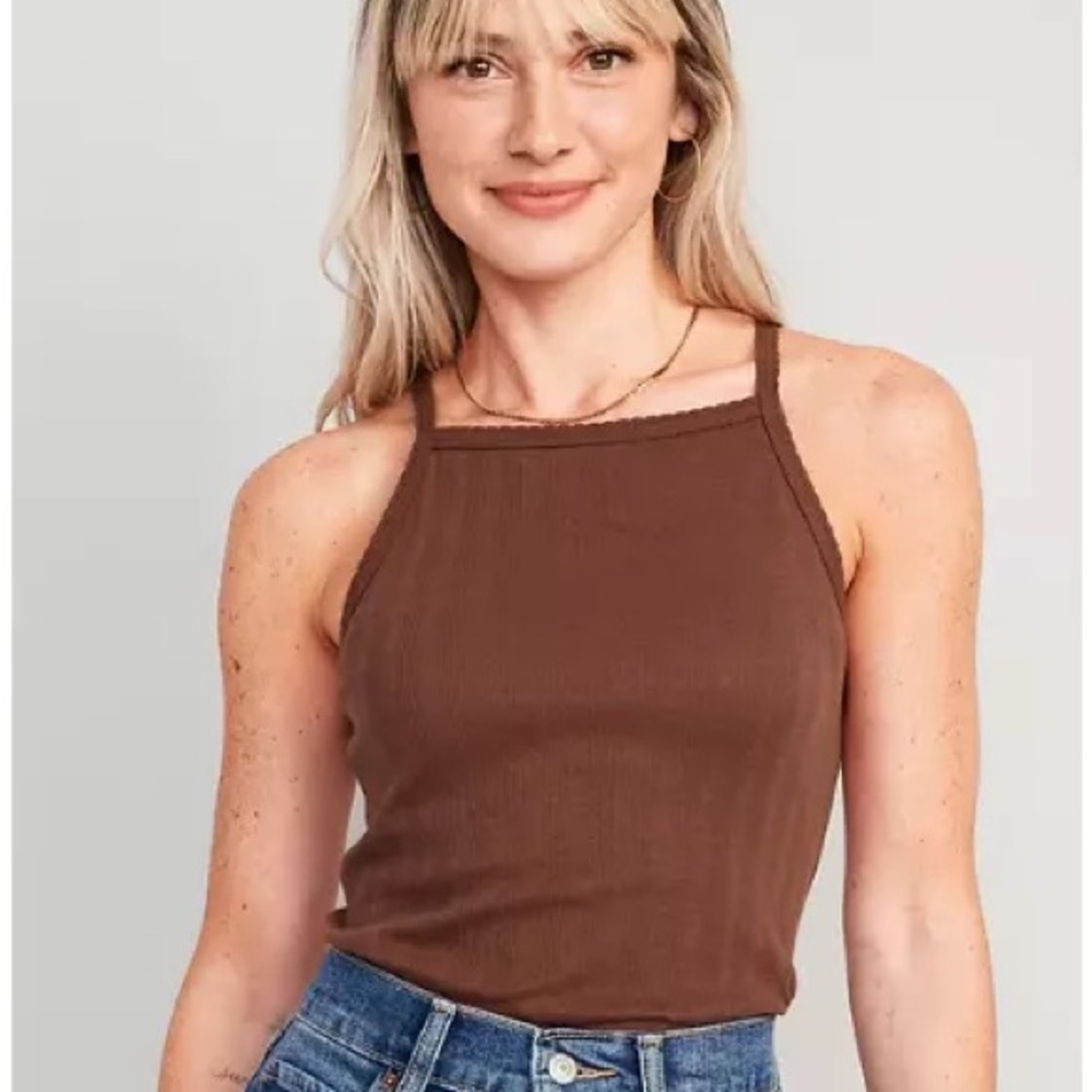 4/$20 Old Navy Women's Scallop-Trimmed Pointelle-Knit Cami Top Brown